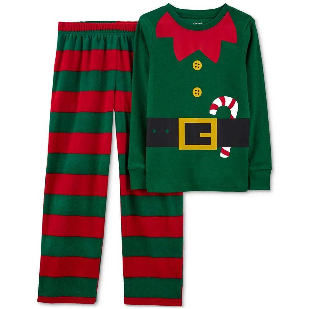 商品Carter's|Big Kids 2-Pc. Elf-Print Pajama Set,价格¥80,第1张图片