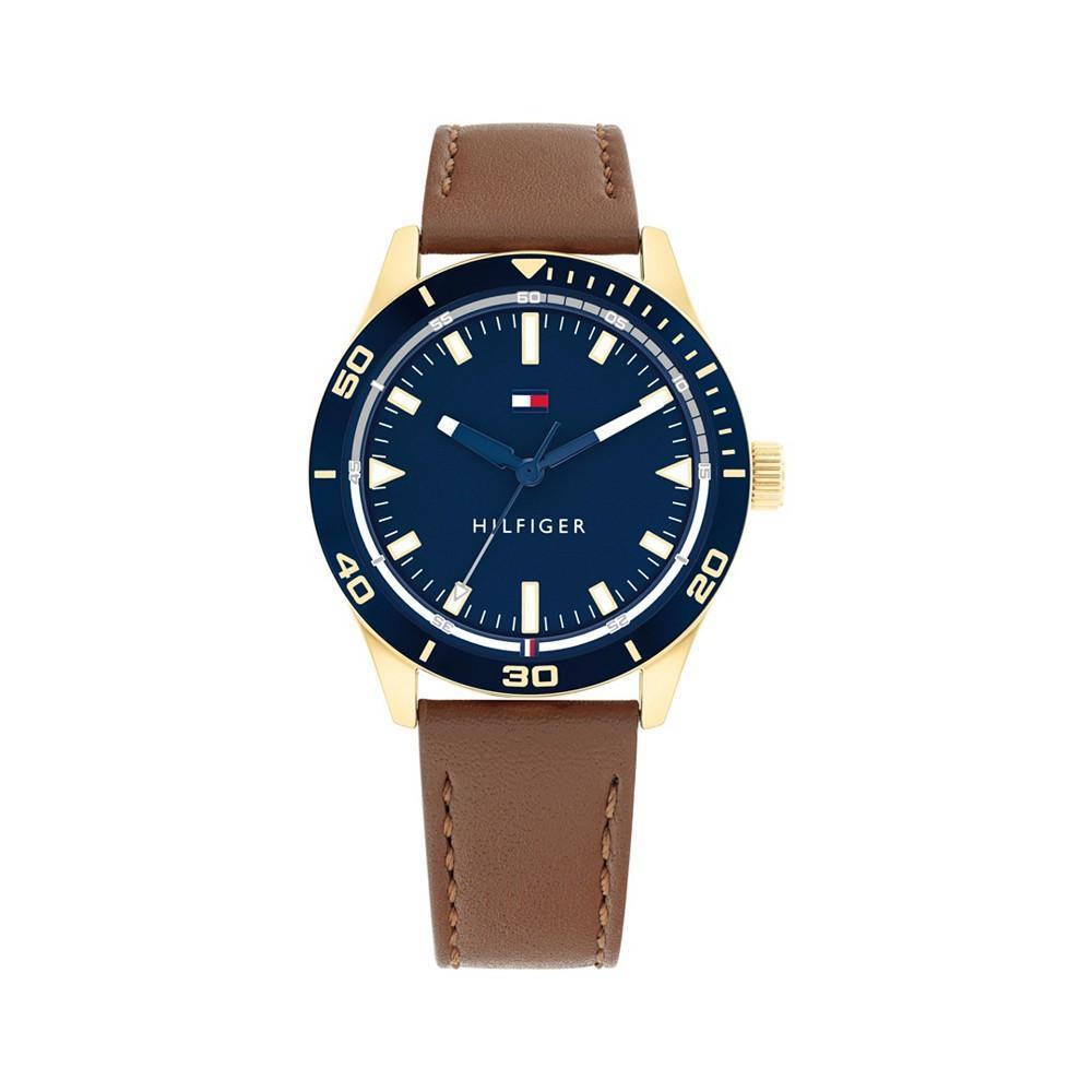 商品Tommy Hilfiger|Men's Brown Leather Strap Watch 38mm,价格¥701,第4张图片详细描述