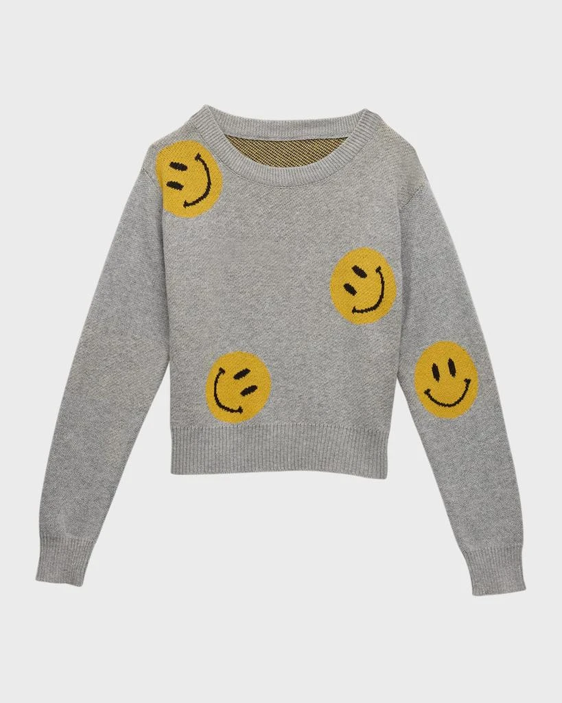 商品Flowers by Zoe|Girl's Happy Face Intarsia Sweater, Size 4-6,价格¥227,第1张图片