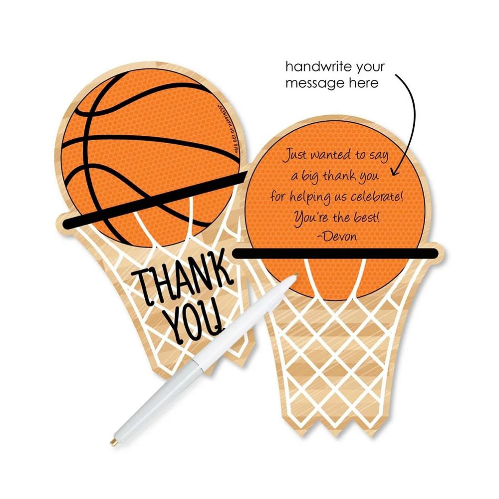 商品Big Dot of Happiness|Nothin' but Net - Basketball - Party Shaped Thank You Cards with Envelopes 12 Ct,价格¥127,第2张图片详细描述