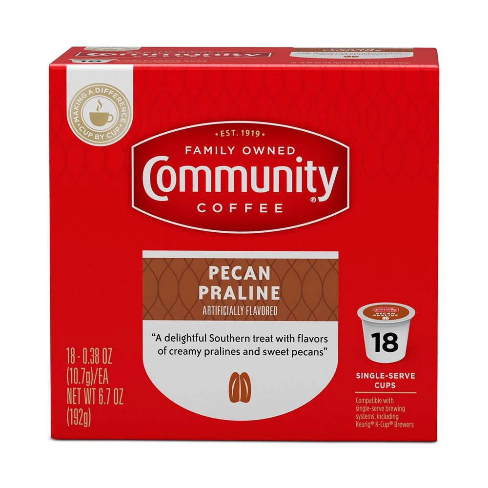 商品Community Coffee|Pecan Praline Medium Roast Single Serve Pods, Keurig K-Cup Brewer Compatible, 72 Ct,价格¥561,第2张图片详细描述