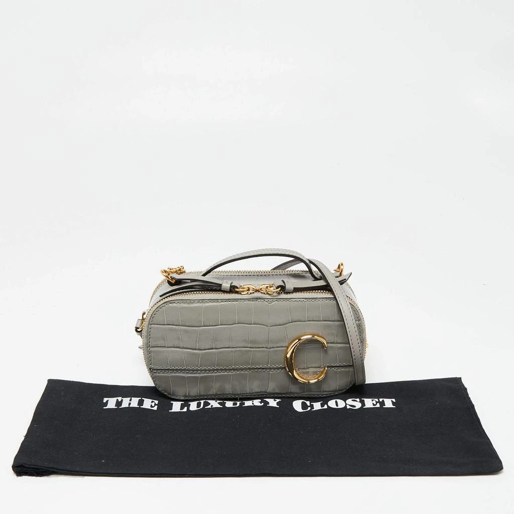 Chloe Grey Croc Embossed Leather C Vanity Crossbody Bag 商品
