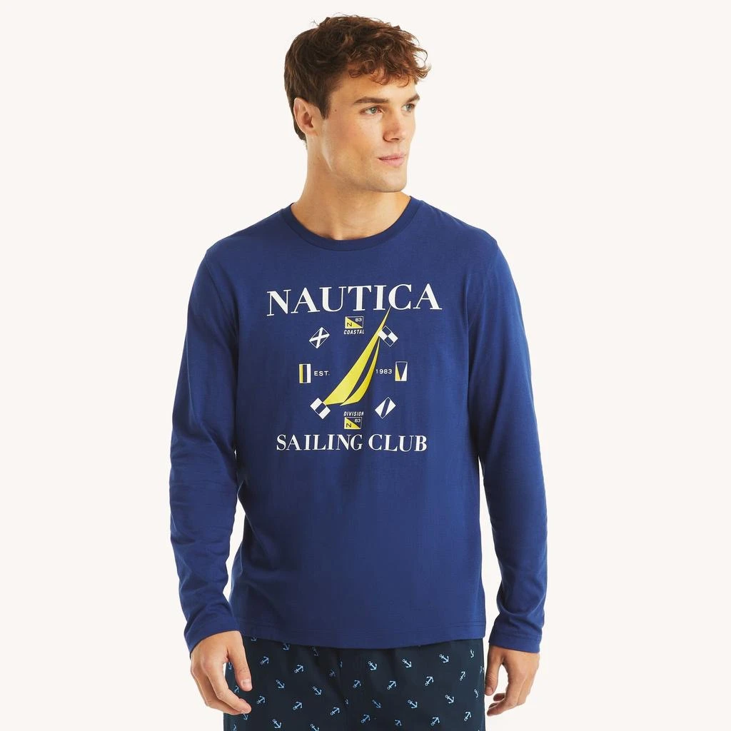 商品Nautica|Mens Sailing Club Long-Sleeve Sleep T-Shirt,价格¥80,第4张图片详细描述