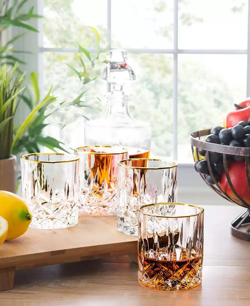 商品Lorren Home Trends|Opera Gold Collection 4 Piece Crystal Double Old Fashion Glass with Gold Rim Set,价格¥671,第4张图片详细描述