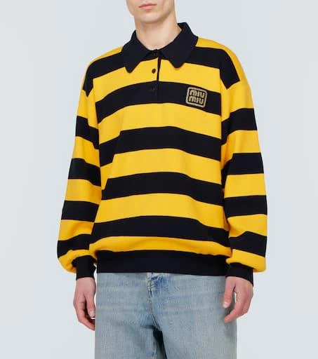 商品Miu Miu|Striped cotton-blend polo sweater,价格¥14496,第3张图片详细描述
