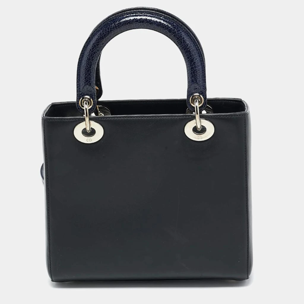 商品[二手商品] Dior|Dior Black Leather Medium Heart Patch Embellished Lady Dior Tote,价格¥14157,第4张图片详细描述