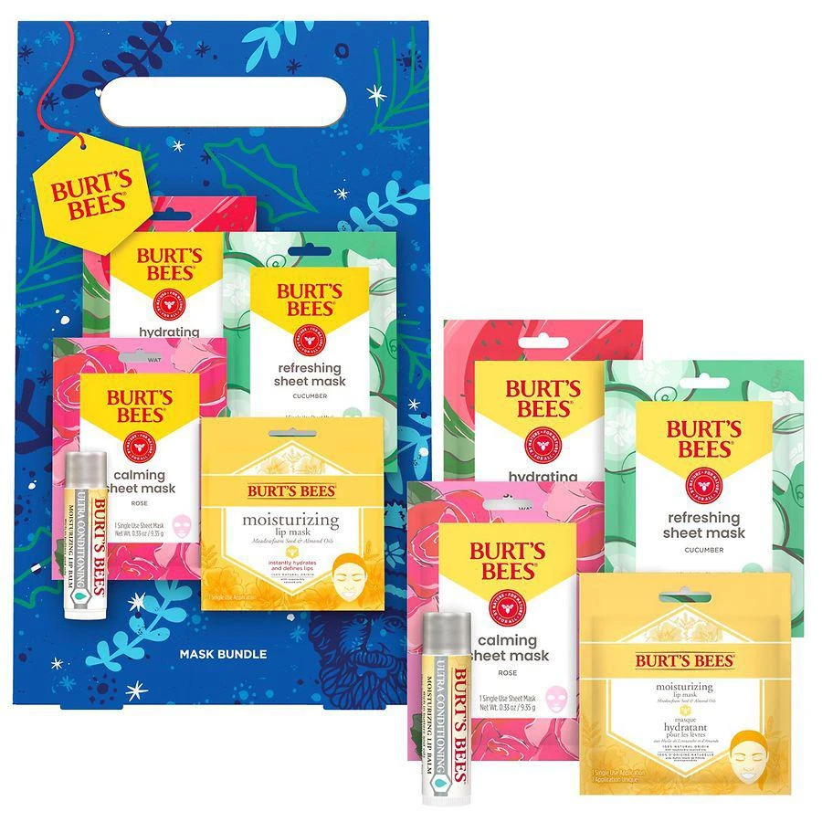 商品Burt's Bees|Mask Bundle Holiday Gift Set, Sheet Masks and Ultra Conditioning Lip Balm,价格¥108,第3张图片详细描述