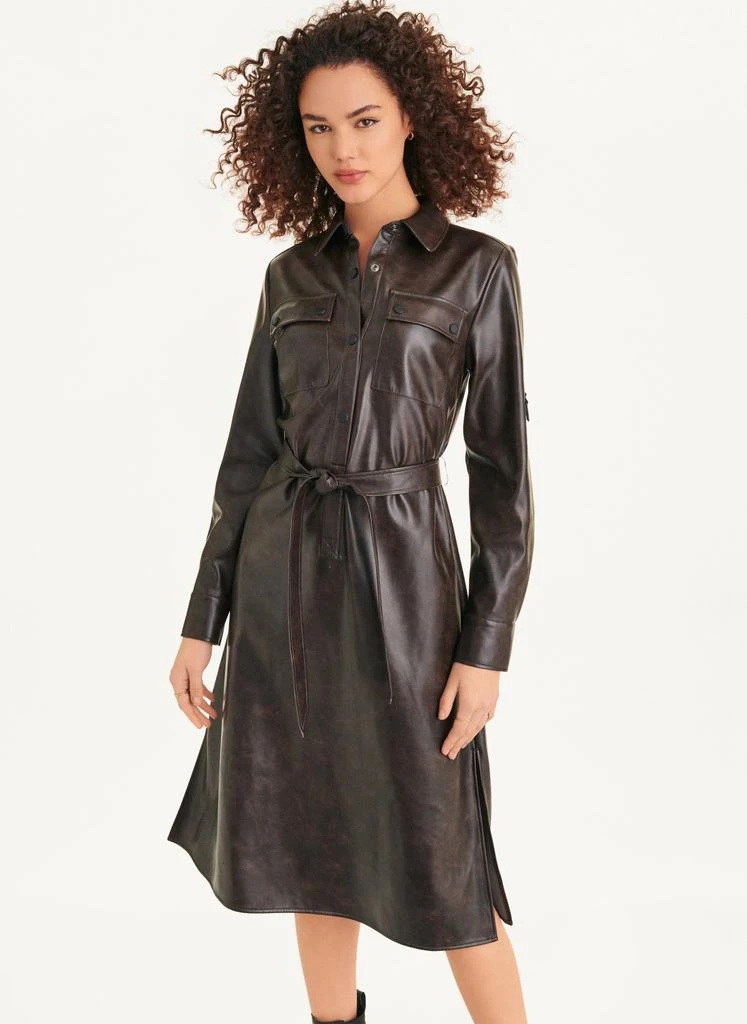 商品DKNY|Long Sleeve Faux Leather Dress,价格¥1269,第1张图片