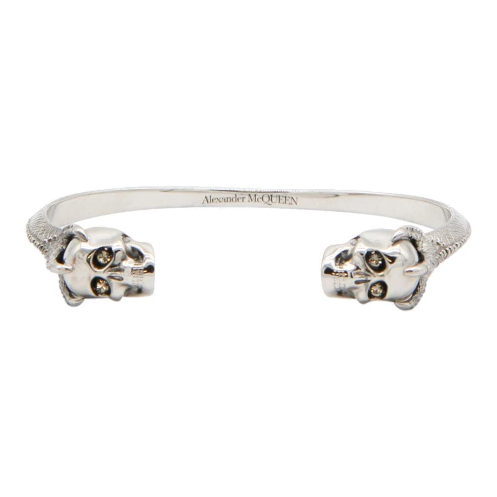 商品Alexander McQueen|Alexander McQueen Twin Skull Embellished Cuff Bracelet,价格¥1524,第2张图片详细描述