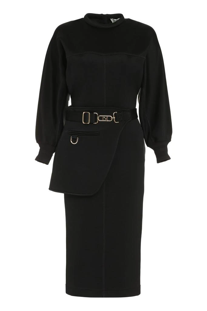 商品Fendi|Fendi Belted Long-Sleeved Midi Dress,价格¥12614,第1张图片