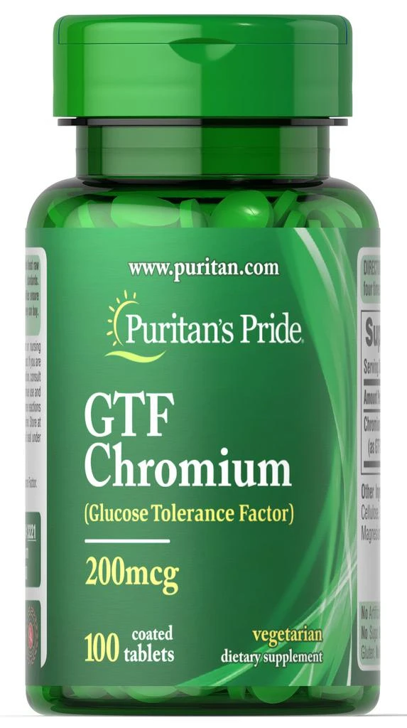 商品Puritan's Pride|GTF Chromium 200 mcg, 100 Tablets,价格¥82,第1张图片