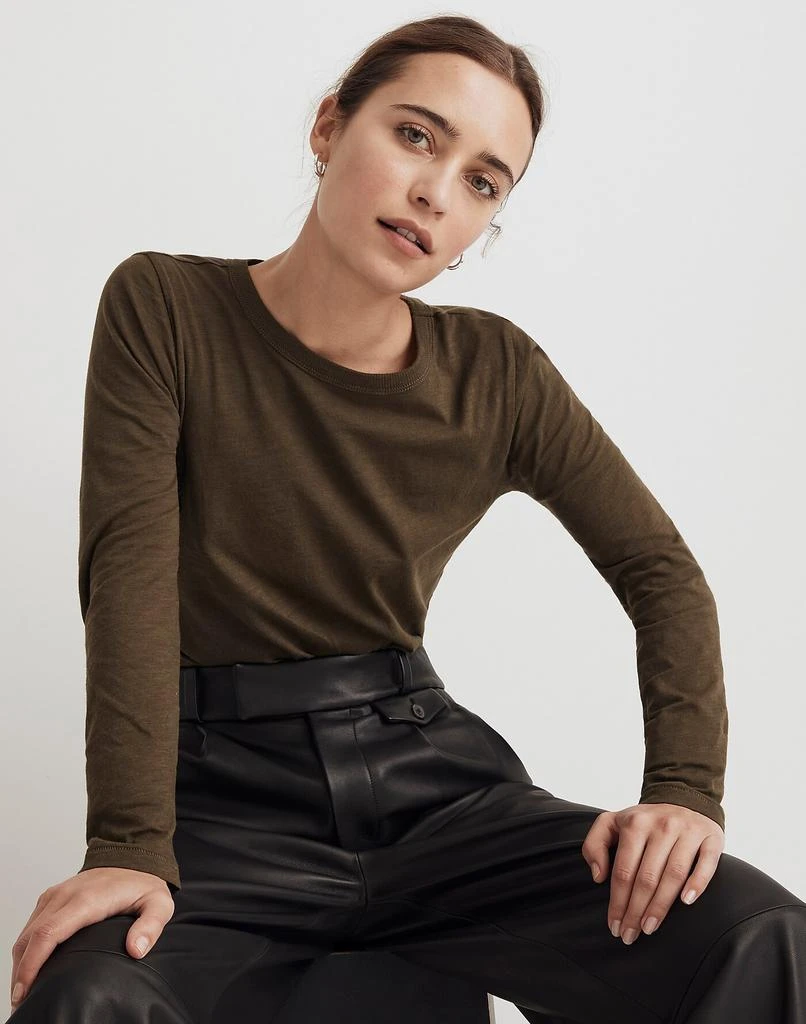 商品Madewell|Whisper Cotton Rib-Crewneck Long-Sleeve Tee,价格¥155,第1张图片