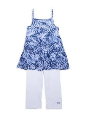 商品Calvin Klein|Little Girl's 2-Piece Tie-Dye Tunic & Leggings Set,价格¥113,第1张图片