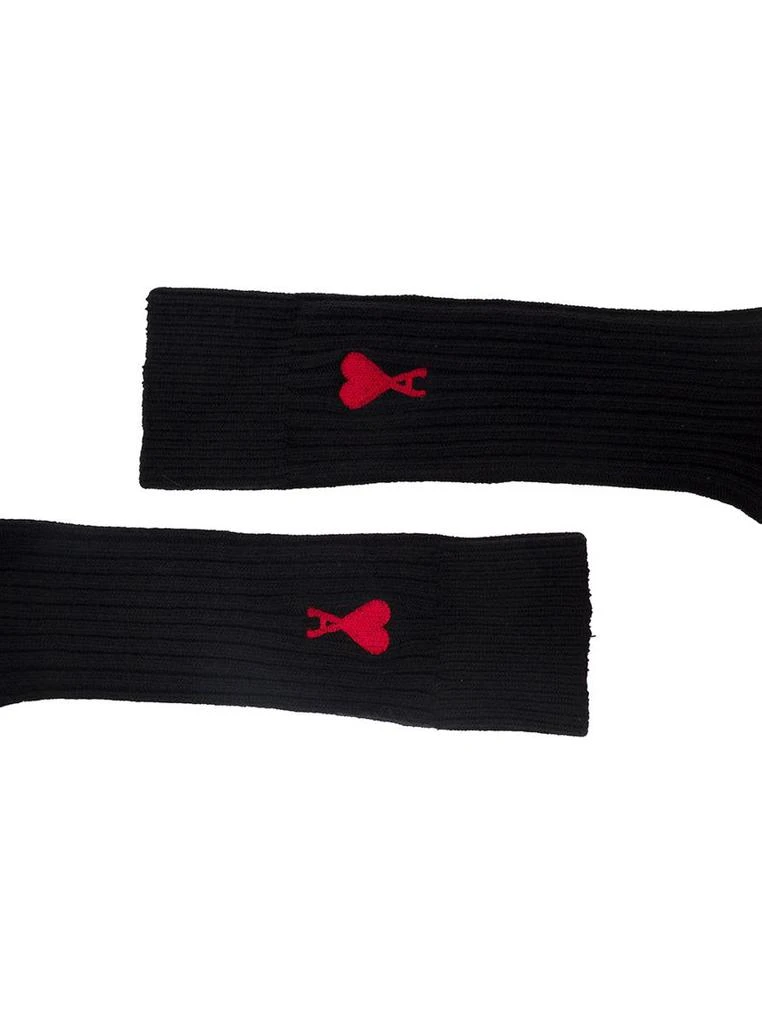 商品AMI|Three-Pack of Black Socks with Contrasting Logo in Cotton Blend Man,价格¥778,第3张图片详细描述