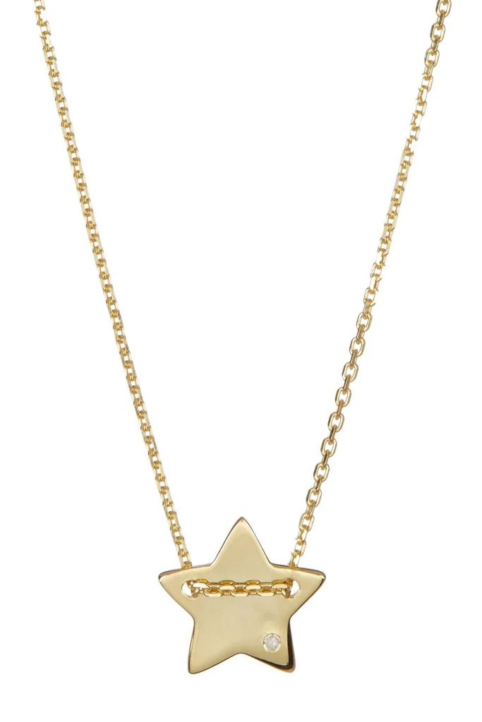 商品ADORNIA|14K Yellow Gold Plated Diamond Detail Star Charm Necklace - 0.01 ctw,价格¥147,第1张图片
