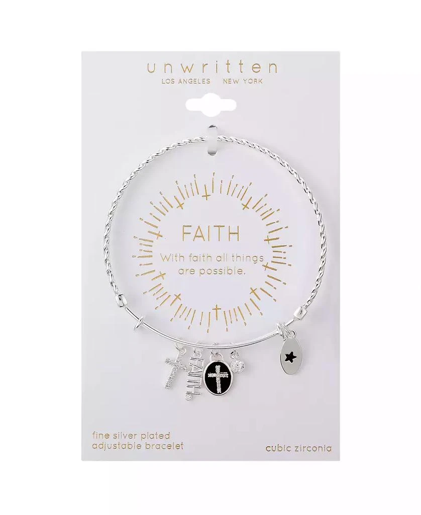 商品Unwritten|Silver-Plated Cross "Faith" Multi Charm Twist Design Bangle Bracelet,价格¥382,第2张图片详细描述