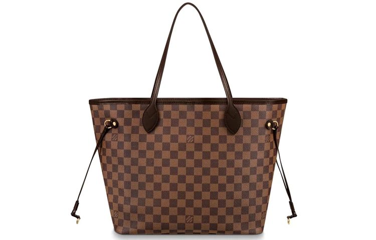 商品[国内直发] Louis Vuitton|NEVERFULL MM 棋盘格 帆布 托特包Tote包购物袋单肩手提包 中号 女款 棕色 #芭蕾粉色内里#,价格¥16764,第3张图片详细描述