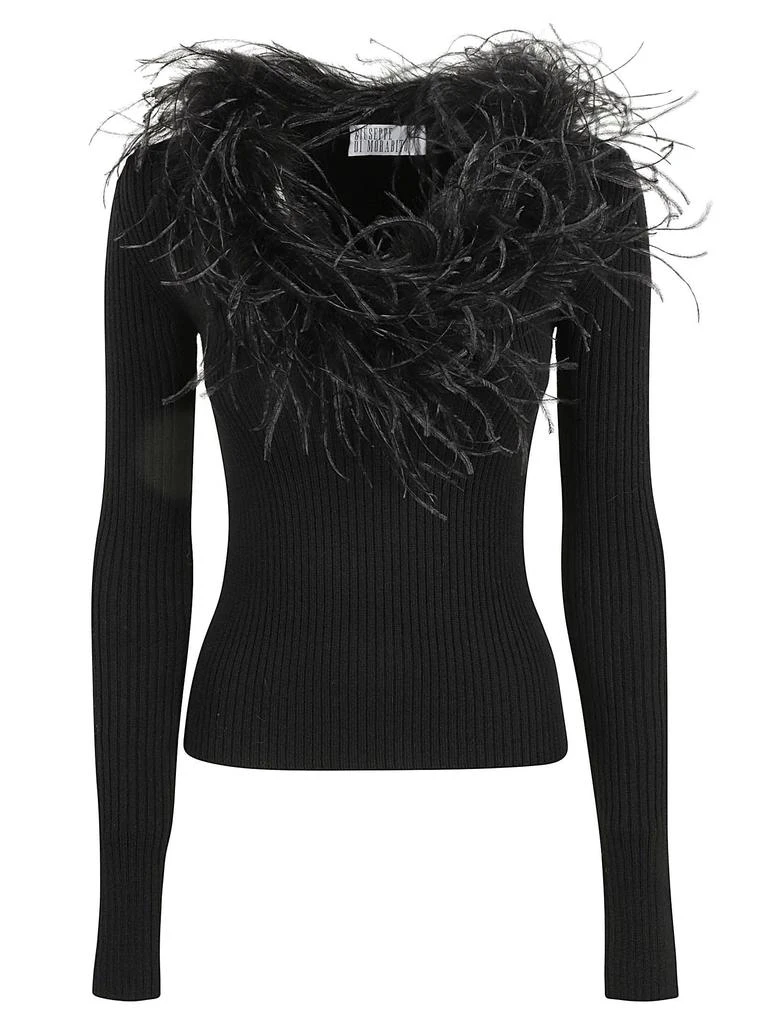 商品GIUSEPPE DI MORABITO|Giuseppe di Morabito Feather Embellished V-neck Slim Jumper,价格¥3083,第1张图片