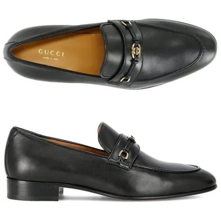 商品[国内直发] Gucci|古驰 Horsebit 皮革 时尚套穿 女士休闲鞋 女款 黑色,价格¥3823,第6张图片详细描述