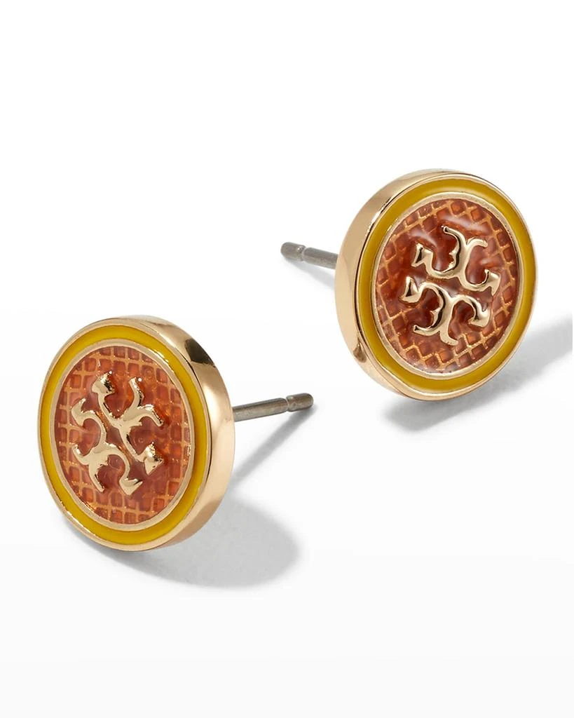 商品Tory Burch|Kira Guilloche Circle-Stud Earrings, Dark Orange,价格¥447,第3张图片详细描述