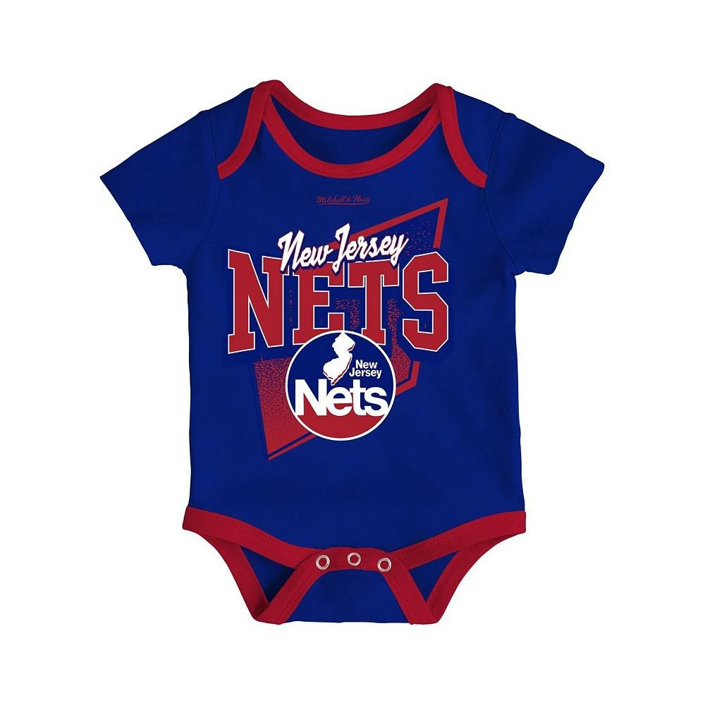 商品Mitchell & Ness|Newborn and Infant Boys and Girls Blue, Red New Jersey Nets 3-Piece Hardwood Classics Bodysuits and Cuffed Knit Hat Set,价格¥301,第3张图片详细描述