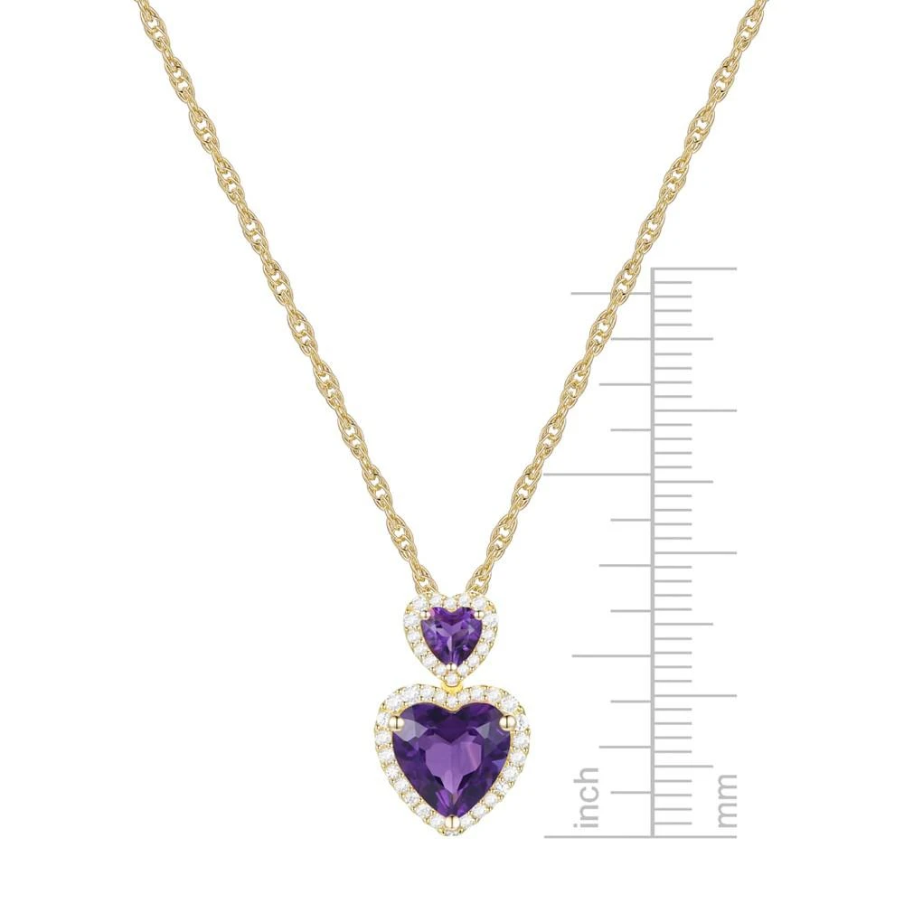 商品Macy's|Amethyst (1-7/8 ct. t.w.) & Lab-Created White Sapphire Accent Double Heart Pendant Necklace in 14k Gold-Plated Sterling Silver,价格¥377,第3张图片详细描述