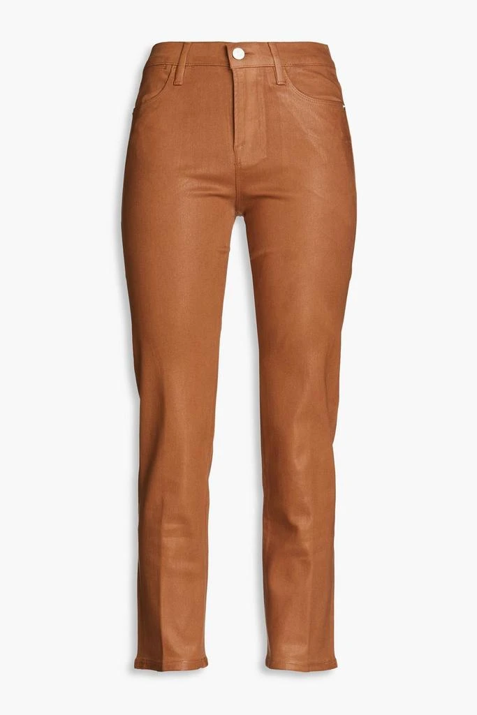 商品FRAME|Le High cropped coated high-rise straight-leg jeans,价格¥605,第1张图片