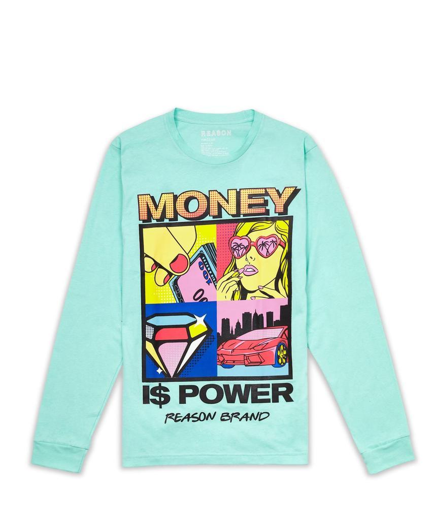 商品Reason Clothing|Money Is Power Long Sleeve Tee - Blue,价格¥74,第4张图片详细描述
