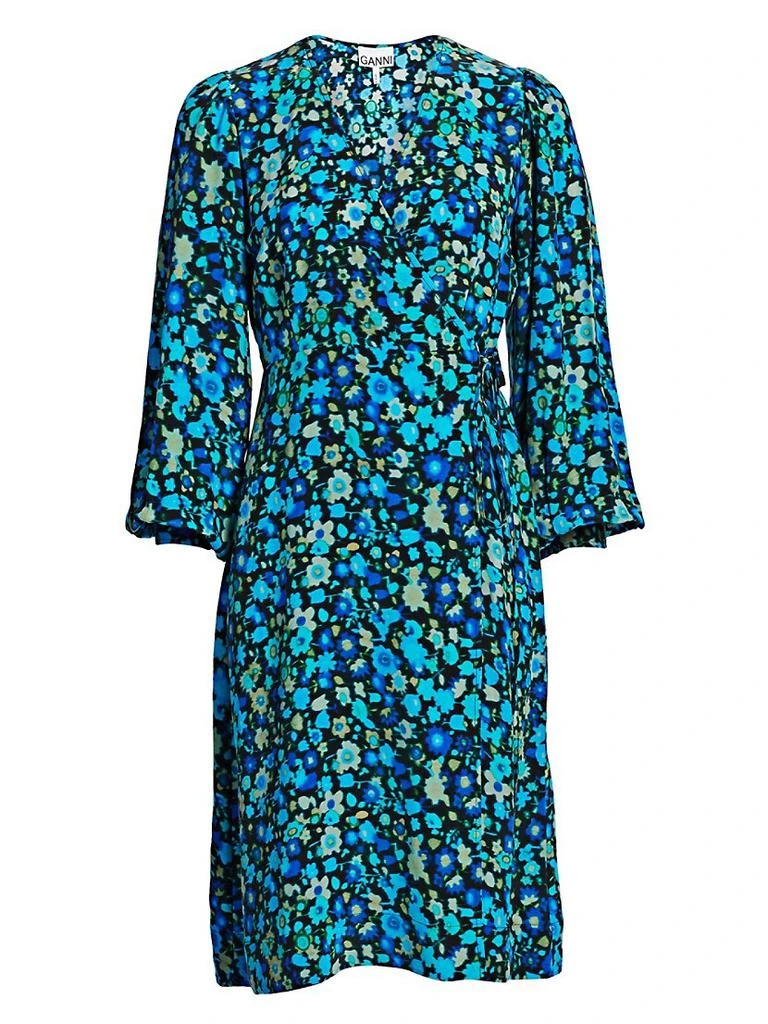 商品Ganni|Floral Silk Blend Wrap Dress,价格¥990,第1张图片