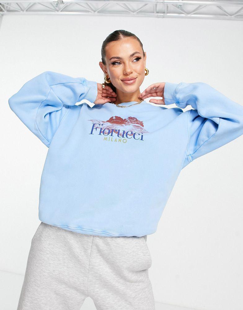 商品Fiorucci|Fiorucci milano angels boxy sweatshirt in blue,价格¥1154,第1张图片
