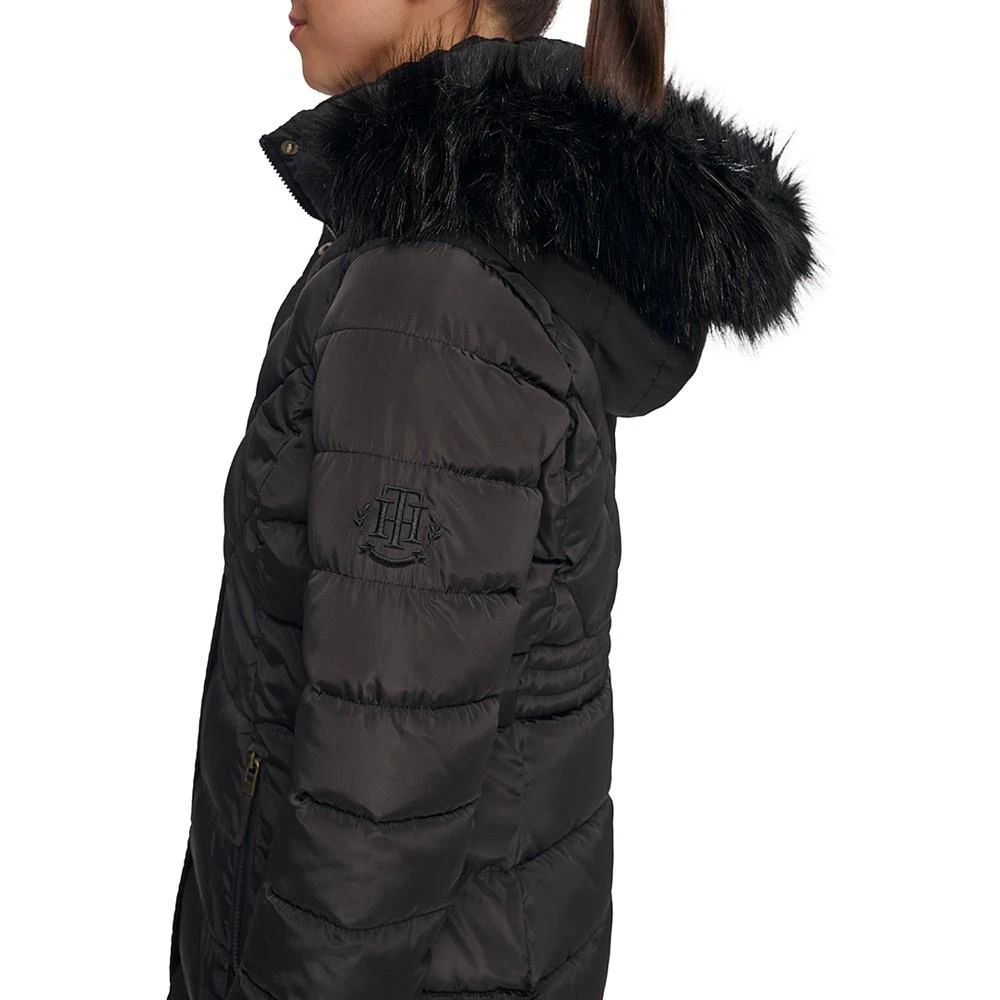 商品Tommy Hilfiger|Women's Bibbed Faux-Fur-Trim Hooded Puffer Coat, Created for Macy's,价格¥649,第4张图片详细描述