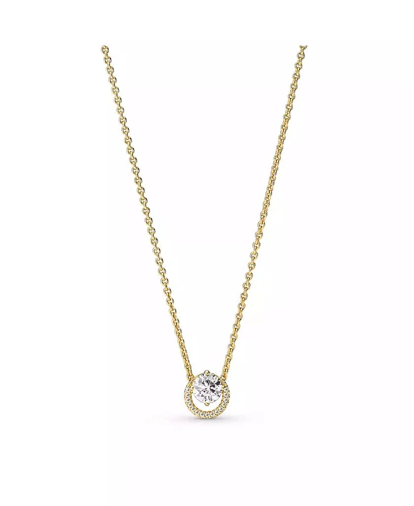 商品PANDORA|Timeless 14K Gold-Plated Sparkling Round Cubic Zirconia Halo Pendant Collier Necklace,价格¥1495,第1张图片