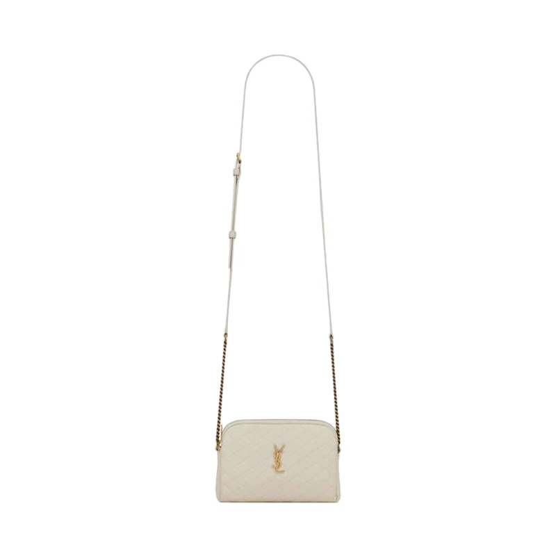 商品Yves Saint Laurent|圣罗兰 YSL女士迷你复古白色小羊皮金色饰面配可调节链条肩带斜挎包/单肩包 7336671EL079207,价格¥10088,第1张图片