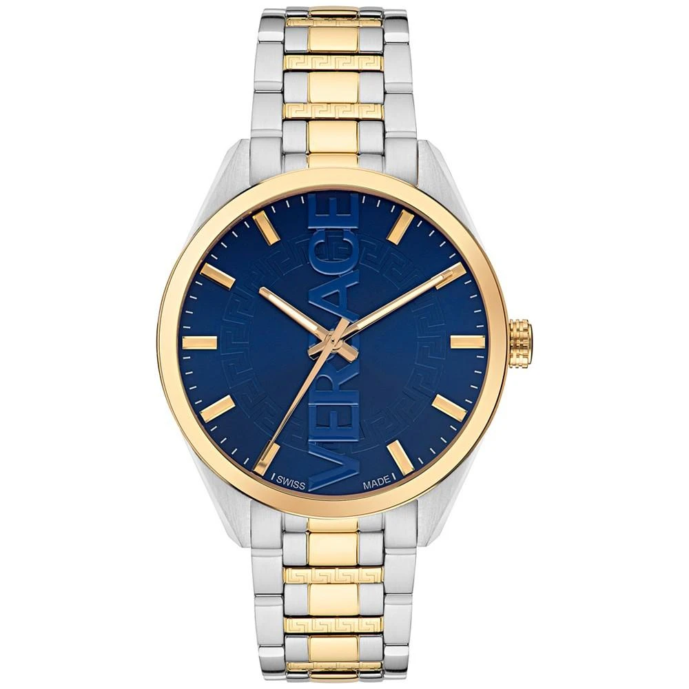 商品Versace|Men's Swiss V-Vertical Two Tone Stainless Steel Bracelet Watch 42mm,价格¥5207,第1张图片