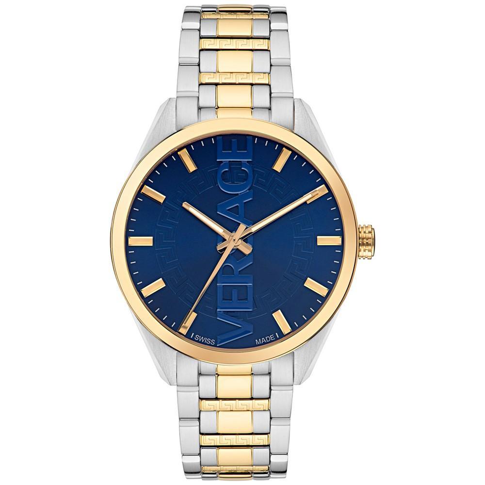 商品Versace|Men's Swiss V-Vertical Two Tone Stainless Steel Bracelet Watch 42mm,价格¥6603,第1张图片