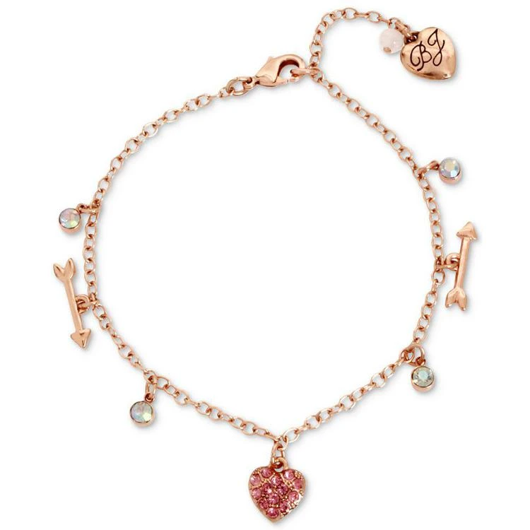 商品Betsey Johnson|Rose Gold-Tone Multi-Stone Heart & Arrow Ankle Bracelet,价格¥163,第1张图片