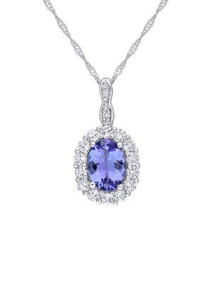 14K White Gold & Multi-Stone Pendant Necklace商品第1张图片规格展示