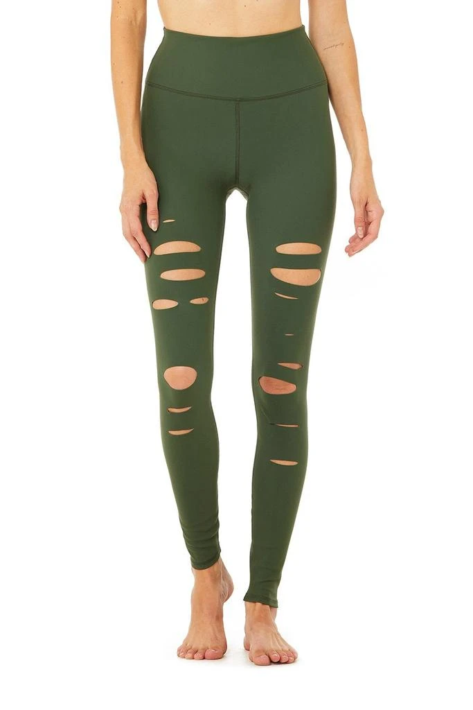 商品Alo|High-Waist Ripped Warrior Legging - Hunter,价格¥673,第1张图片