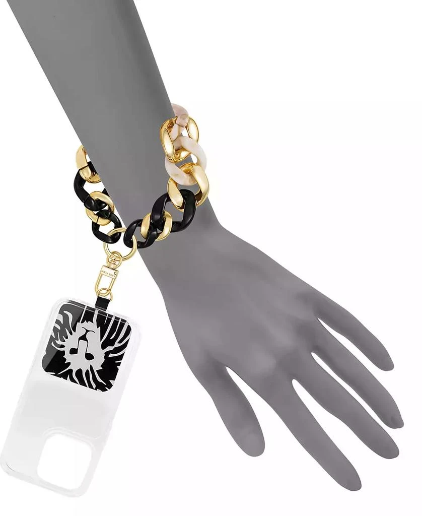 商品Anne Klein|Women's Black and Ivory Acetate with Gold-Tone Alloy Metal Chain Link Wrist Strap designed for iPhone®,价格¥157,第2张图片详细描述