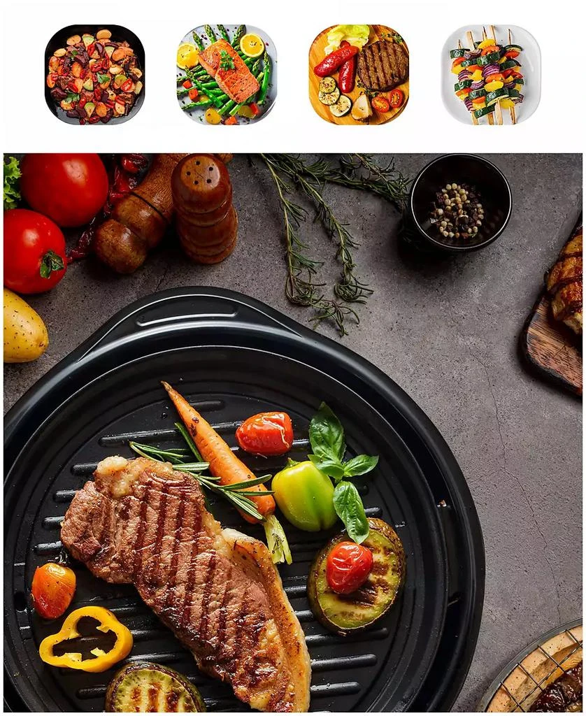 商品Elite Cuisine|11" Electric Indoor Grill with Tempered Glass Lid,价格¥326,第5张图片详细描述