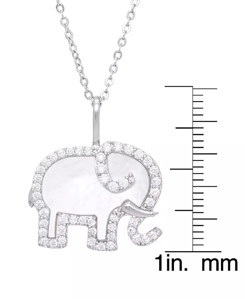 商品Macy's|Mother of Pearl Cubic Zirconia Elephant Pendant 18" Necklace in Silver Plate,价格¥228,第2张图片详细描述