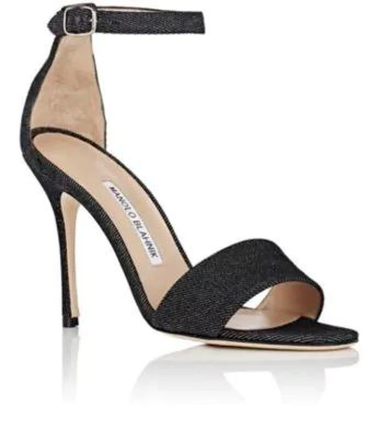 商品Manolo Blahnik|Tres Denim Ankle-Strap Sandals,价格¥2224,第2张图片详细描述