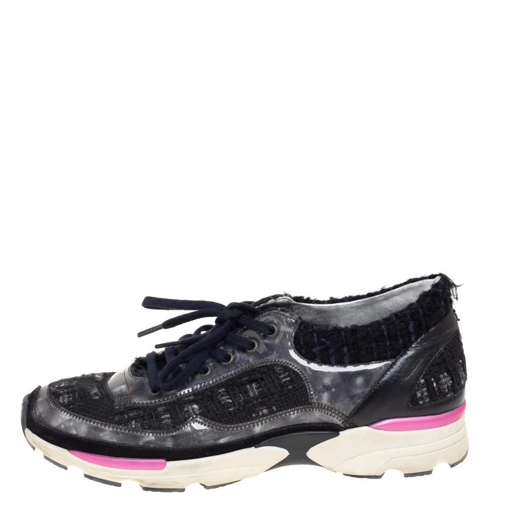 商品[二手商品] Chanel|Chanel Black/Pink Tweed And PVC  CC Low Top  Sneakers Size 39,价格¥2643,第2张图片详细描述