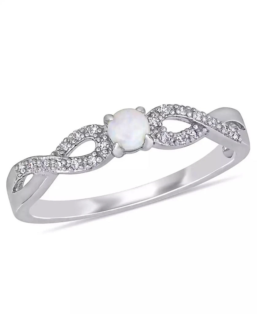 商品Macy's|Opal (1/10 ct. t.w.) and Diamond (1/10 ct. t.w.) Sterling Silver, Infinity Ring,价格¥735,第1张图片