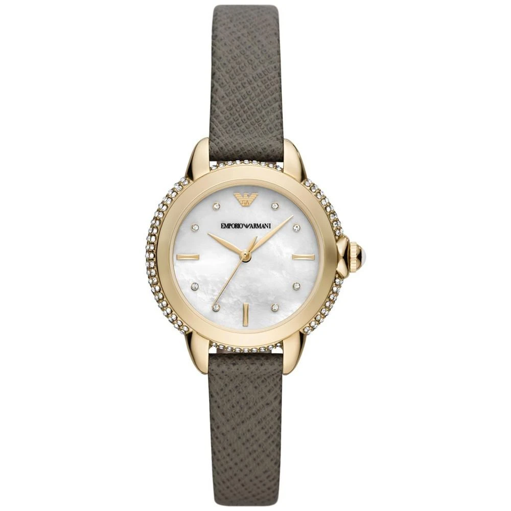商品Emporio Armani|Women's Taupe Leather Strap Watch 32mm,价格¥1839,第1张图片