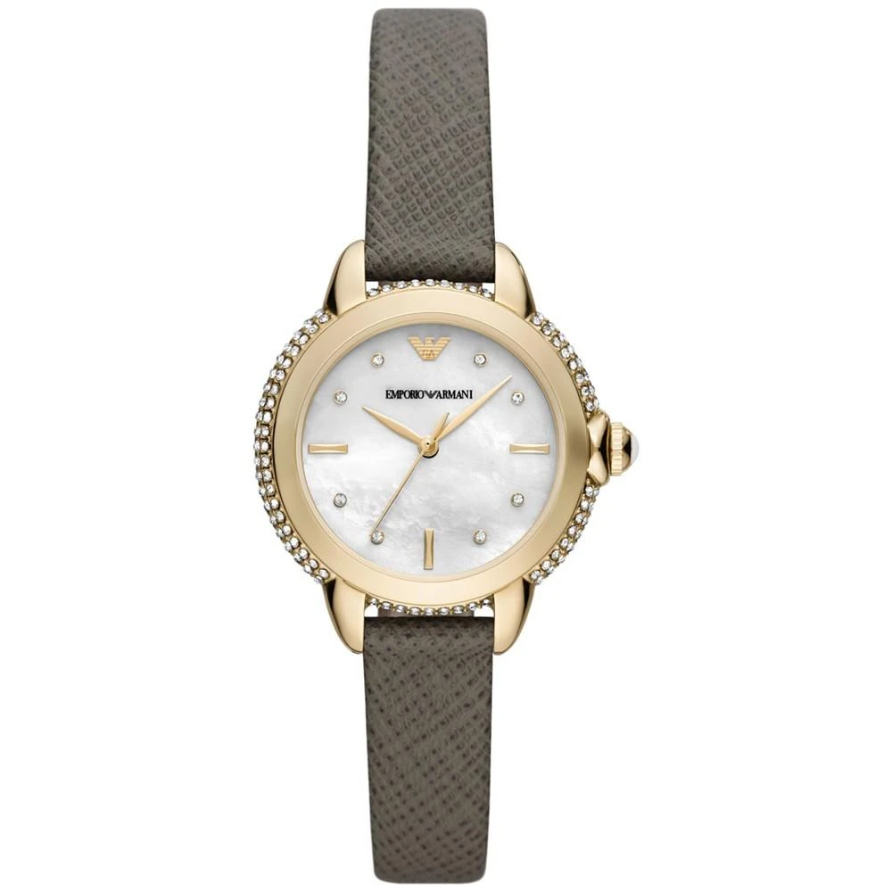 商品Emporio Armani|Women's Taupe Leather Strap Watch 32mm,价格¥1833,第1张图片