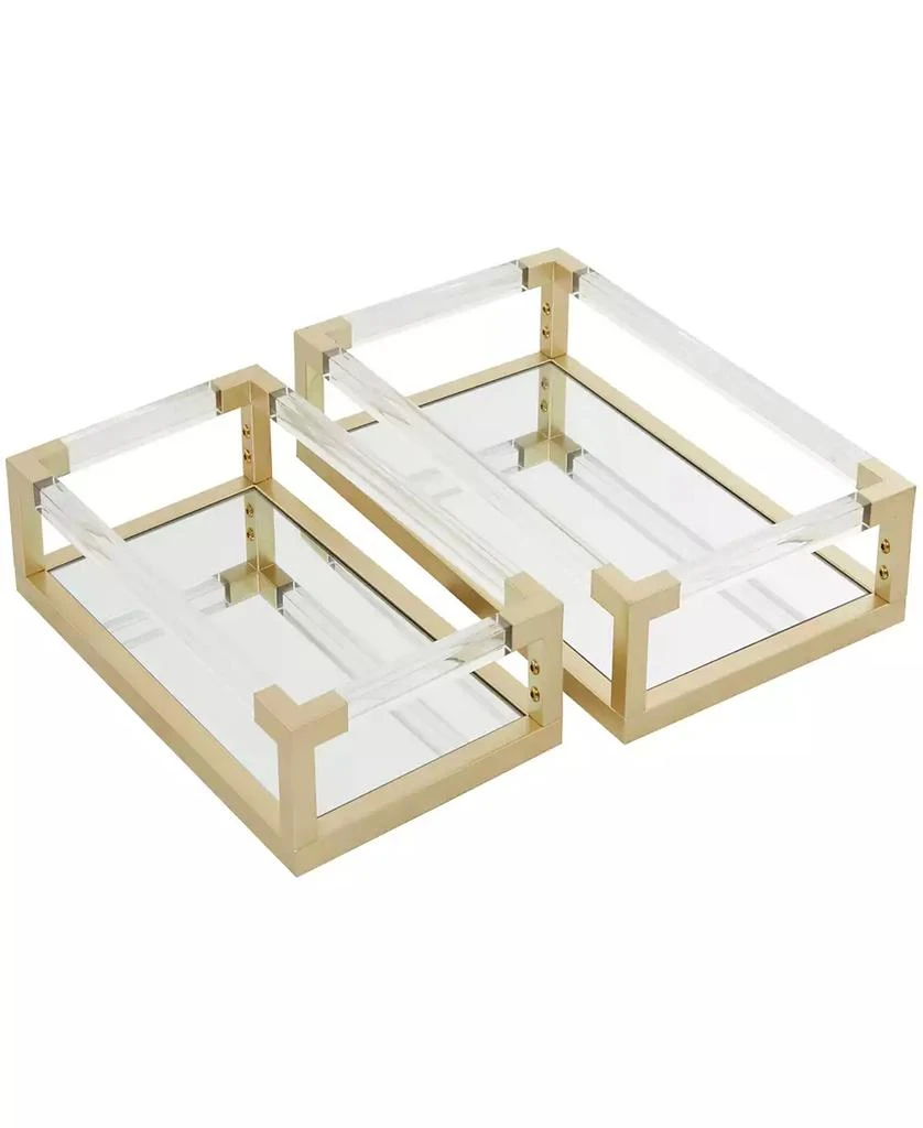 商品CosmoLiving|by Cosmopolitan Metal Mirrored Tray with Acrylic Handles, Set of 2, 20", 18" W,价格¥1735,第4张图片详细描述