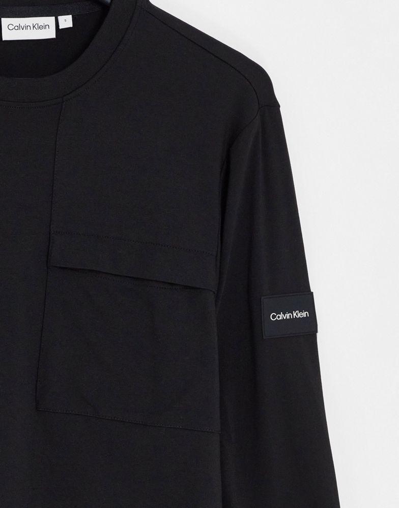 Calvin Klein long sleeve t-shirt with pocket in black商品第3张图片规格展示