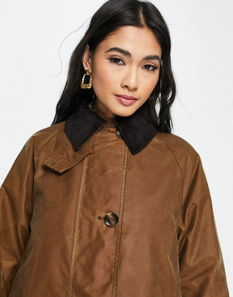 商品Barbour|Barbour Nancy wax trench coat in camel,价格¥1632,第3张图片详细描述