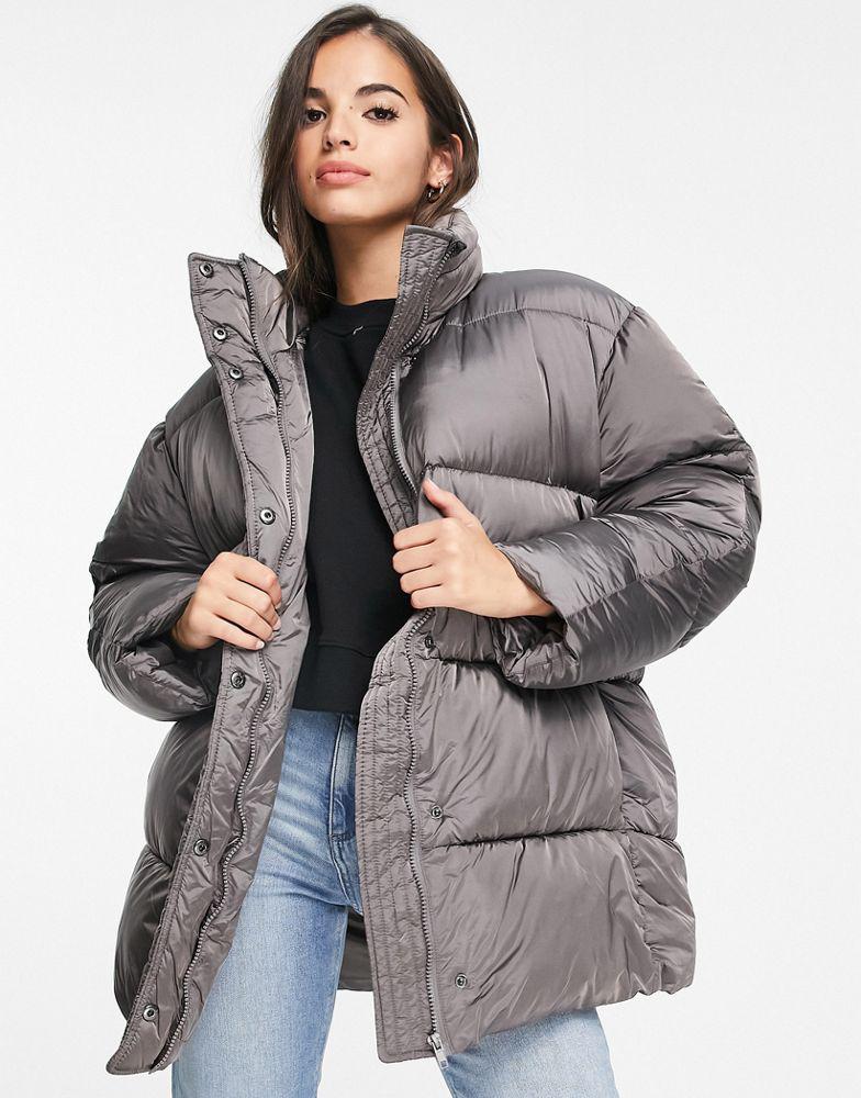 ASOS DESIGN luxe oversized puffer jacket in charcoal商品第1张图片规格展示